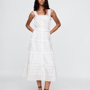 Gap x DÔEN Eyelet White Midi Dress Small